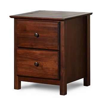 Farmhouse Solid Pine Wood 2 Drawer Nightstand