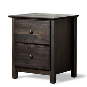 Farmhouse Solid Pine Wood 2 Drawer Nightstand