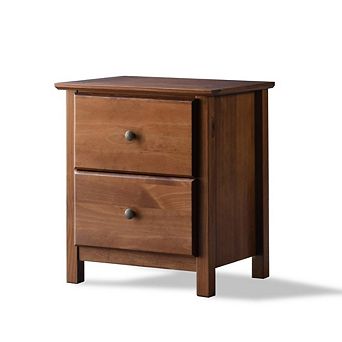 Farmhouse Solid Pine Wood 2 Drawer Nightstand