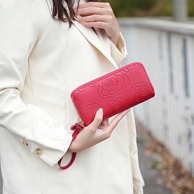 MKF Collection Ellie Genuine Flower-embossed Women’s Wristlet Wallet by Mia K