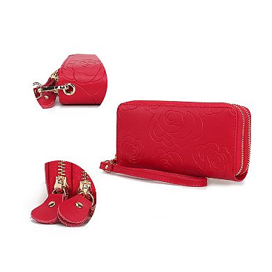 MKF Collection Ellie Genuine Flower-embossed Women’s Wristlet Wallet by Mia K