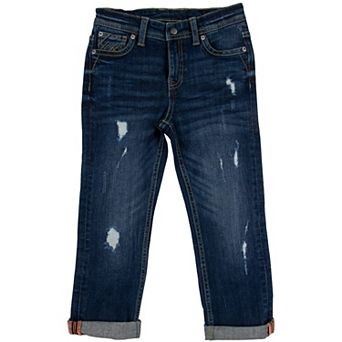 Boys 4-7 Fashion Distressed Jeans With Contrast Neon Stitch