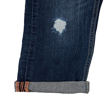Boys 4-7 Fashion Distressed Jeans With Contrast Neon Stitch
