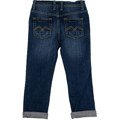 Boys 4-7 Fashion Distressed Jeans With Contrast Neon Stitch