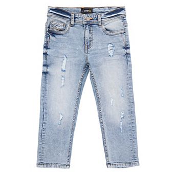 Boys 4-7 Fashion Distressed Jeans With Contrast Neon Stitch
