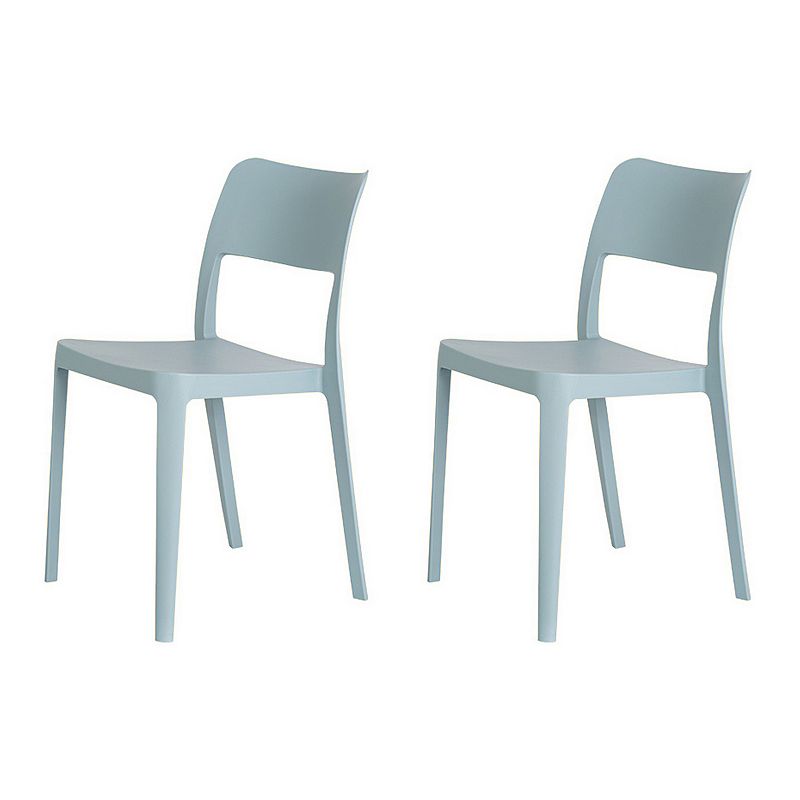 Lagoon Furniture La Vie Resin Stackable All Weather Armless Chair  Set of 4 Baby Blue