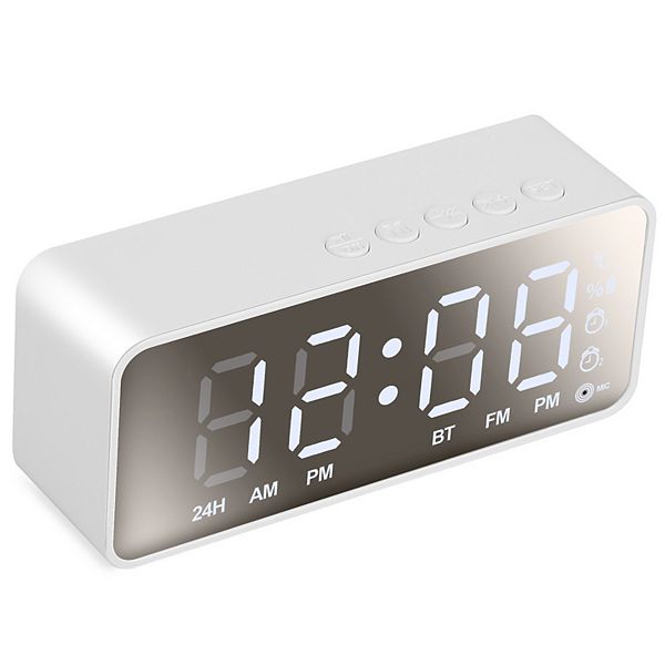 Mirror Digital Alarm Clock Led V5.0 Wireless Speaker Clock With Fm Radio
