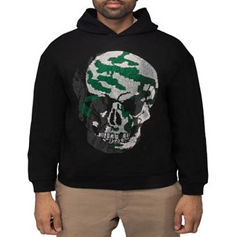 Men's Rinestone Embellished Skull Pullover Hoodie