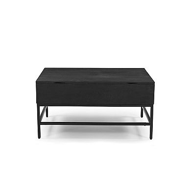 Modern Rustic Lift-top Coffee Table With Iron Base