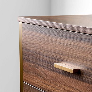 31" Chest Five-drawers Dresser Accent Cabinet In Walnut