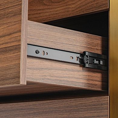 31" Chest Five-drawers Dresser Accent Cabinet In Walnut