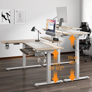 60x23 Left Side L Shaped Standing Desk with Accessories Set
