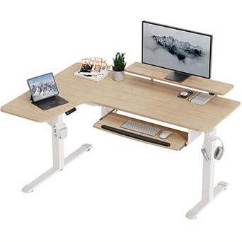 60x23 Left Side L Shaped Standing Desk with Accessories Set