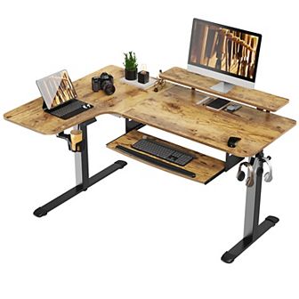 60x23 Left Side L Shaped Standing Desk with Accessories Set