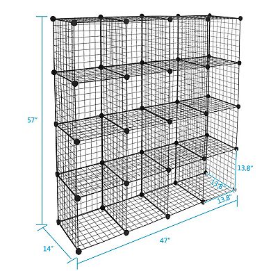 16-cube Organizer Cube Storage Shelves Metal Grid Multifunction Shelf