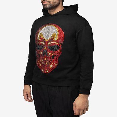 Men's Rinestone Embellished Skull Pullover Hoodie
