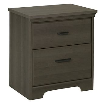2-drawer Bedroom Nightstand In Grey Maple Wood Finish