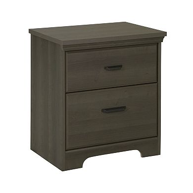 2-drawer Bedroom Nightstand In Grey Maple Wood Finish