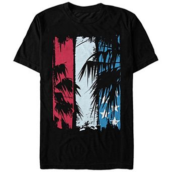 Big & Tall USA Flag Palm Trees Silhouettes Graphic Tee
