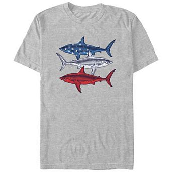 Big & Tall Red White And Blue Sharks Graphic Tee