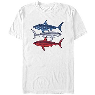 Big & Tall Red White And Blue Sharks Graphic Tee