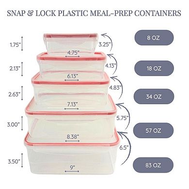 Lexi Home 10-Piece Plastic Snap Lock Food Storage Container Set