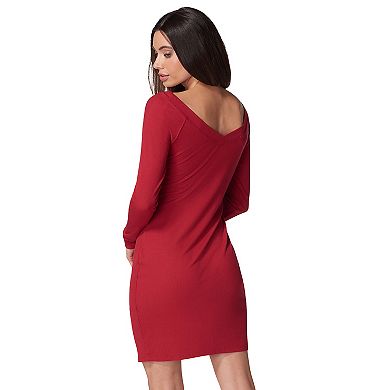 Women's bebe Rhinestone Rib Knit Dress