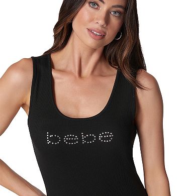 Women's bebe Rhinestone Rib Knit Maxi Dress