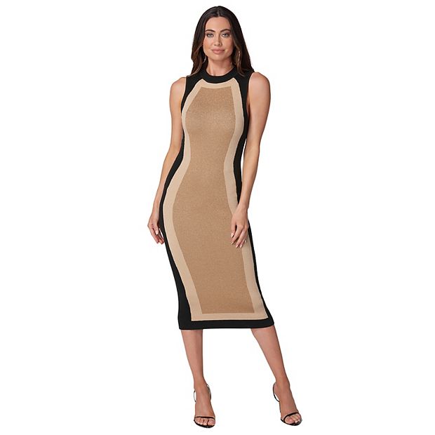 Women's bebe Metallic Colorblock Dress