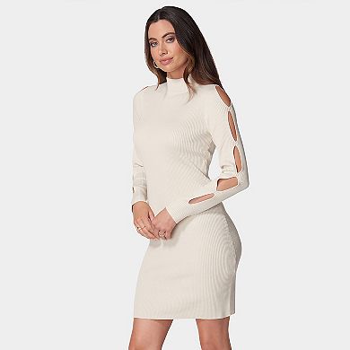 Women's bebe Cutout Sleeve Mini Sweater Dress