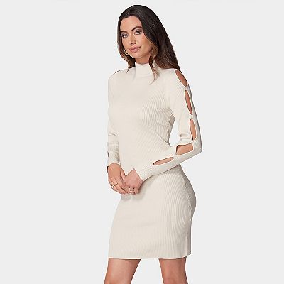 Women's bebe Cutout Sleeve Mini Sweater Dress