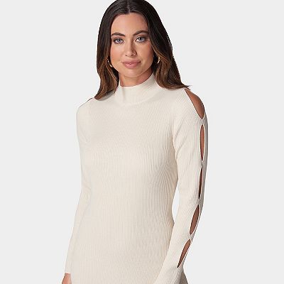 cutout mini sweater dress MISSGUIDED Knitted Mini Dress With Keyhole Cutout Deep V Neck Long Sleeve  Bodycon Sweater Dress Autumn Party Golf Clubwear White Sexy