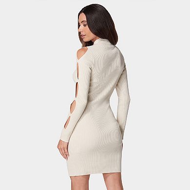 Women's bebe Cutout Sleeve Mini Sweater Dress