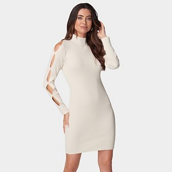 Women's bebe Cutout Sleeve Mini Sweater Dress