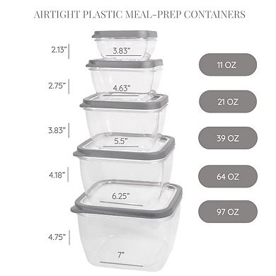 Lexi Home Square 10-Piece Airtight Plastic Food Storage Container Set