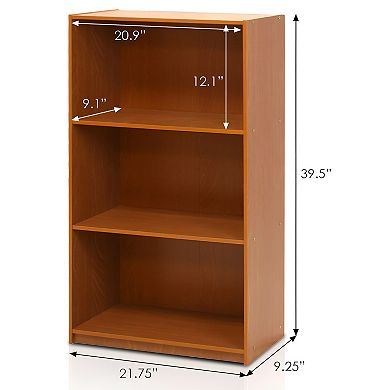 Modern 3-shelf Bookcase In Wood Finish