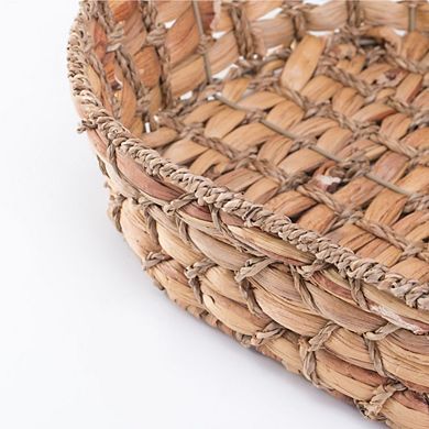 Set Of 4 Seagrass Fruit Bread Basket Tray With Handles