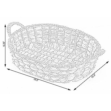Set Of 4 Seagrass Fruit Bread Basket Tray With Handles