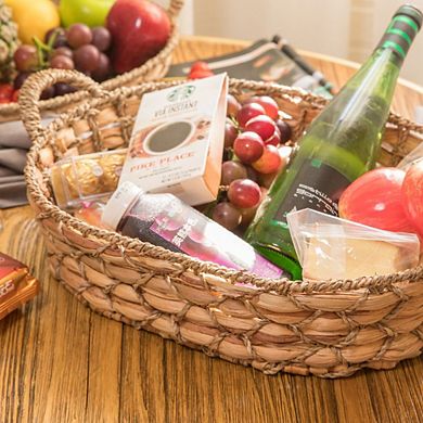 Set Of 4 Seagrass Fruit Bread Basket Tray With Handles