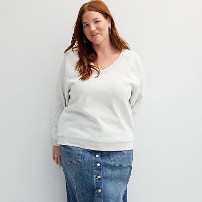 V neck sweatshirt plus size hotsell