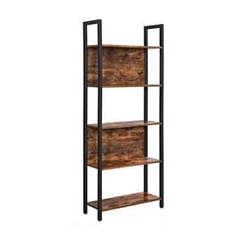 Industrial Rustic Brown & Black 5 tier Bookshelf
