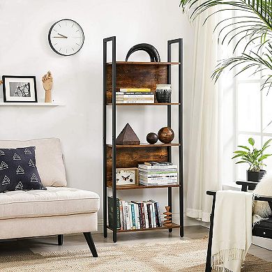 Industrial Rustic Brown & Black 5-tier Bookshelf