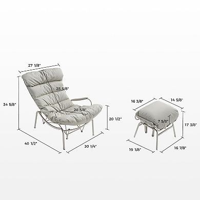 Liam Rocking Lounge Chair With Ottoman, Gray