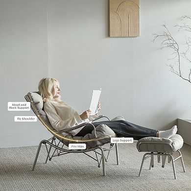 Liam Rocking Lounge Chair With Ottoman, Gray