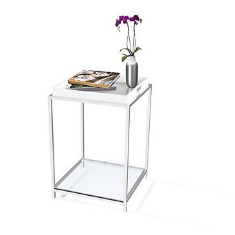 Modern Classic Metal End Table With White Removable Tray