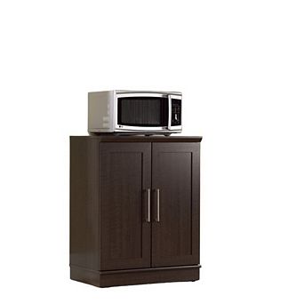 Contemporary Kitchen Storage Microwave Cabinet In Dark Oak
