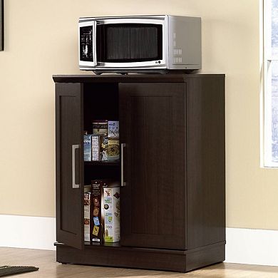 Contemporary Kitchen Storage Microwave Cabinet In Dark Oak