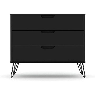 black 3 drawer dresser Wood and Cane Wooden The bold black finish underlines the statement of our bedroom 3-Drawer Dresser Wide Chest of