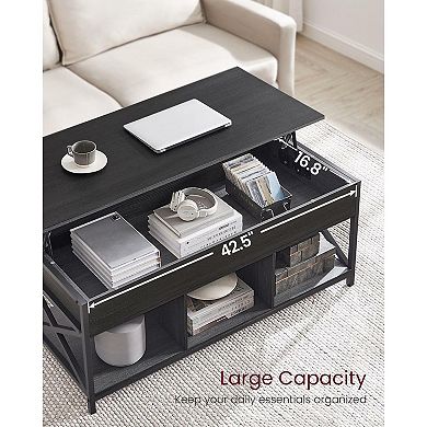 Lift Top Coffee Table With Power Outlet And Storage Shelf