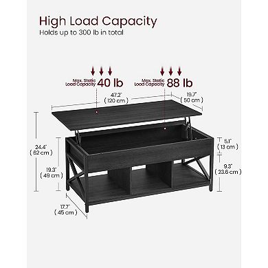 Lift Top Coffee Table With Power Outlet And Storage Shelf